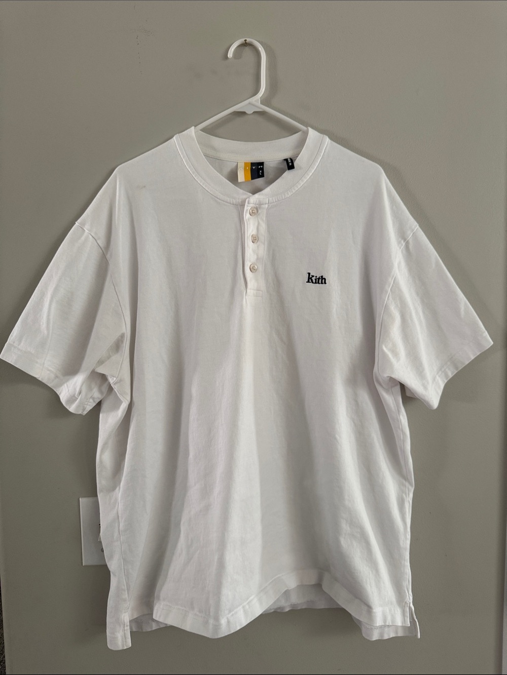 Kith White Short-Sleeve Henley with Chest Logo